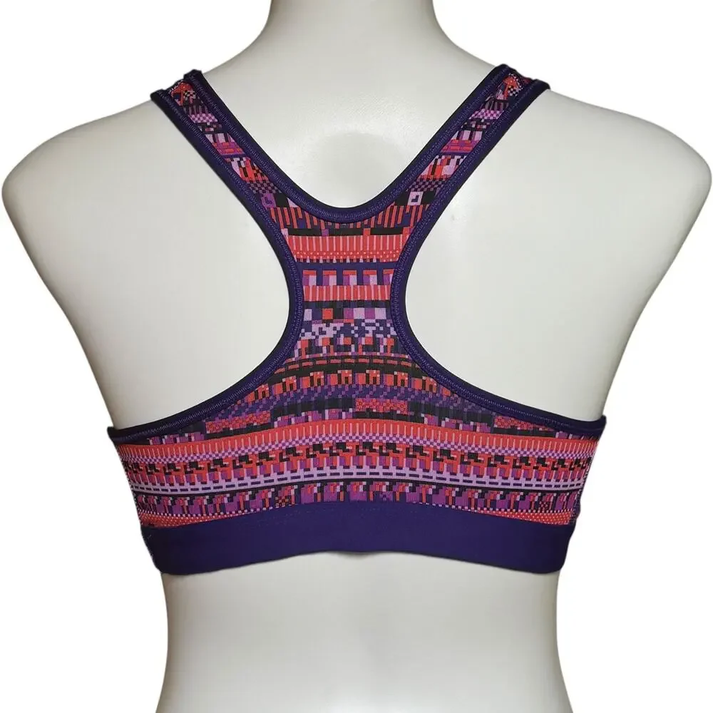 Nike Pro Racer Back Sports Bra 8-Bit Purple Red Black Medium